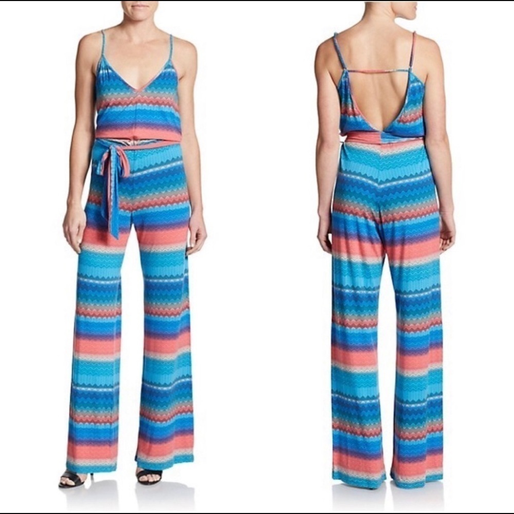 Karina Grimaldi Chevron Print Jersey Jumpsuit